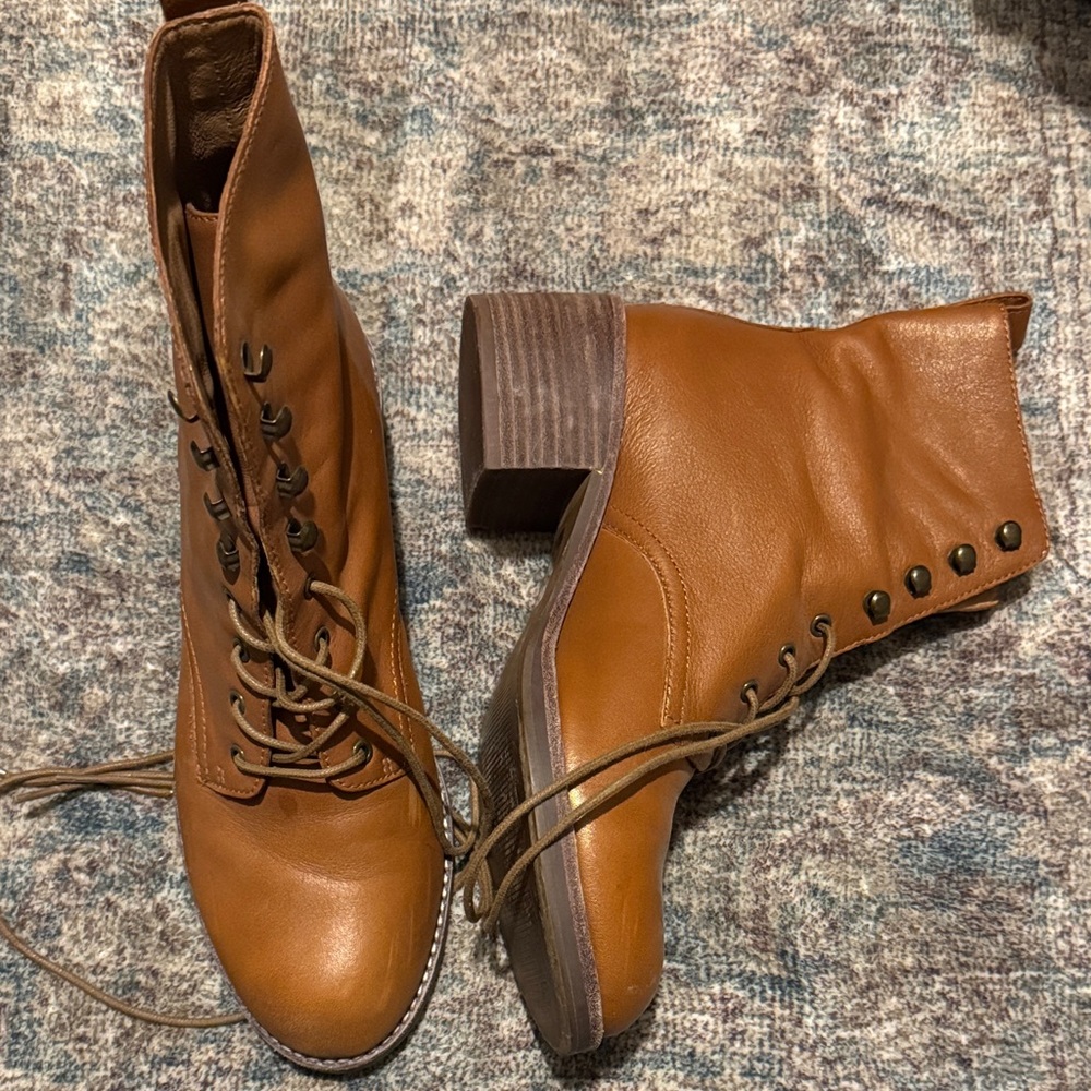 Madewell Tan Leather Combat Boots